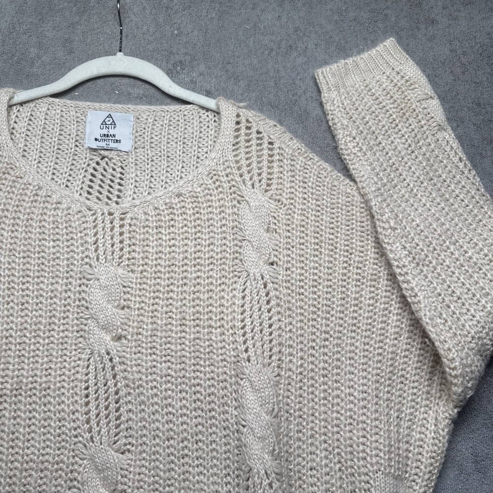 UNIF x Urban Outfitters Cream Chunky Cable Knit Sweater Grunge Y2K Medium